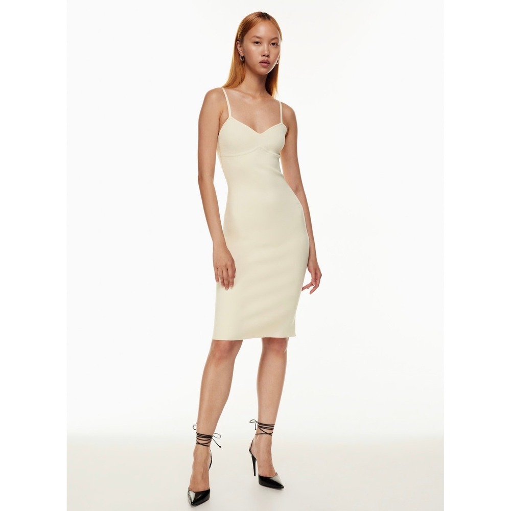 Babaton Lariat Sculpt Knit Bustier Midi Dress Cream Off White Aritzia Medium